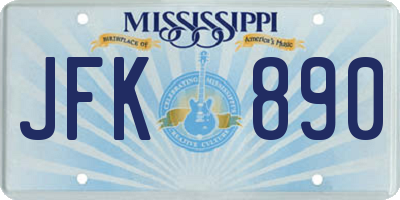 MS license plate JFK890
