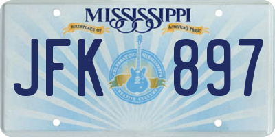 MS license plate JFK897