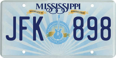 MS license plate JFK898