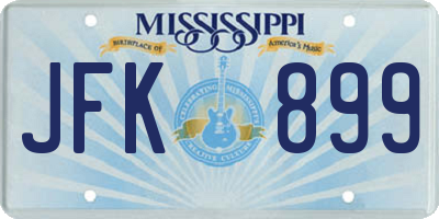 MS license plate JFK899