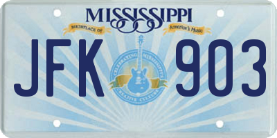 MS license plate JFK903