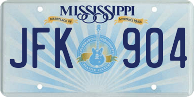 MS license plate JFK904