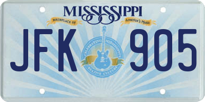 MS license plate JFK905