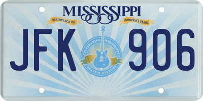 MS license plate JFK906
