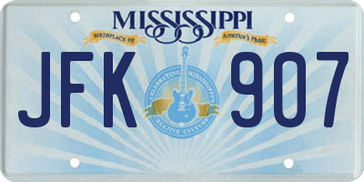 MS license plate JFK907