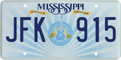 MS license plate JFK915