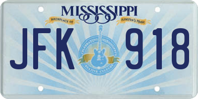 MS license plate JFK918