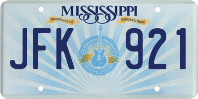 MS license plate JFK921