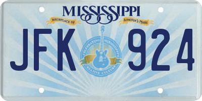 MS license plate JFK924