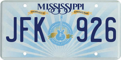 MS license plate JFK926