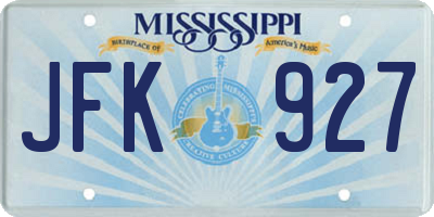 MS license plate JFK927