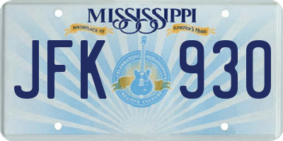 MS license plate JFK930