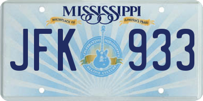 MS license plate JFK933