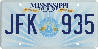 MS license plate JFK935