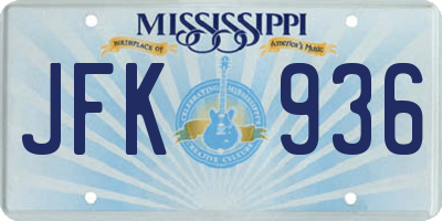 MS license plate JFK936