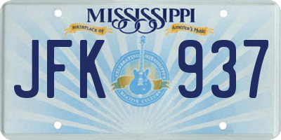 MS license plate JFK937