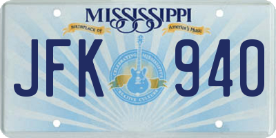 MS license plate JFK940