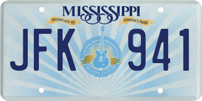 MS license plate JFK941