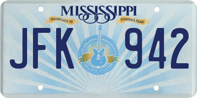 MS license plate JFK942