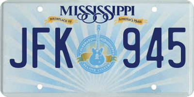 MS license plate JFK945