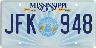 MS license plate JFK948