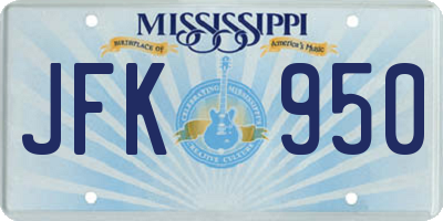 MS license plate JFK950