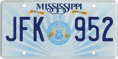 MS license plate JFK952