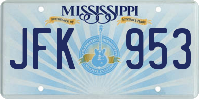 MS license plate JFK953