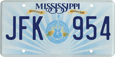 MS license plate JFK954