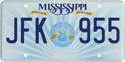 MS license plate JFK955