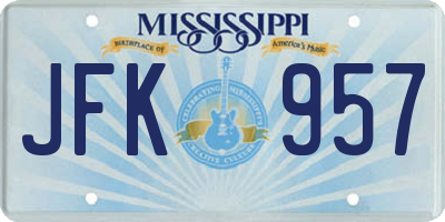 MS license plate JFK957