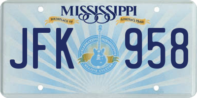 MS license plate JFK958