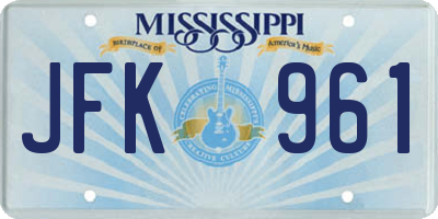 MS license plate JFK961