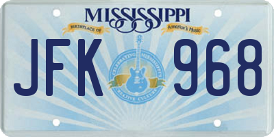 MS license plate JFK968