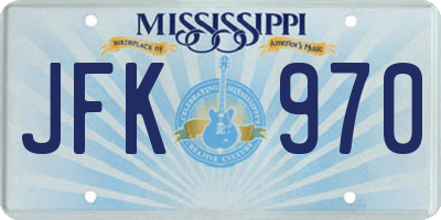 MS license plate JFK970
