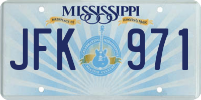 MS license plate JFK971