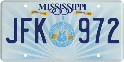 MS license plate JFK972