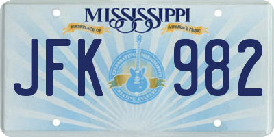 MS license plate JFK982