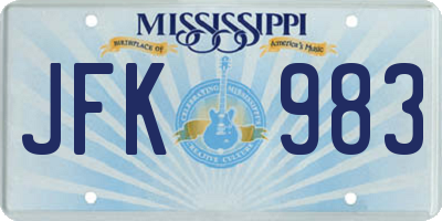 MS license plate JFK983