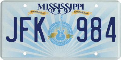 MS license plate JFK984