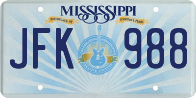 MS license plate JFK988