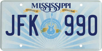 MS license plate JFK990