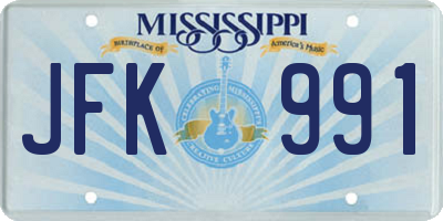 MS license plate JFK991