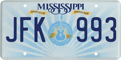 MS license plate JFK993