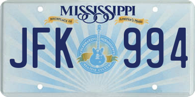 MS license plate JFK994