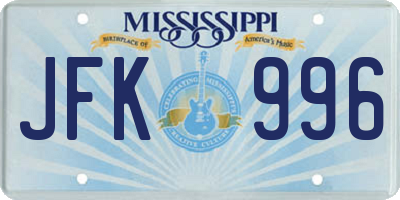 MS license plate JFK996
