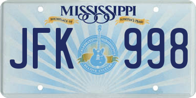 MS license plate JFK998