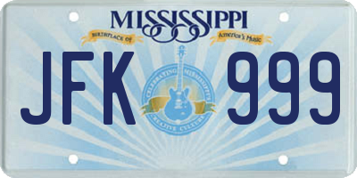 MS license plate JFK999