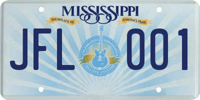MS license plate JFL001
