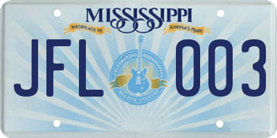 MS license plate JFL003
